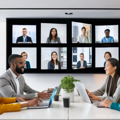 Home 25 비즈니스 코칭 시장 동향 - **Digital Global Coaching Session:** A diverse group of business professionals (men and women of var...