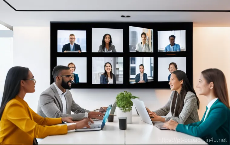 비즈니스 코칭 시장 동향 - **Digital Global Coaching Session:** A diverse group of business professionals (men and women of var...