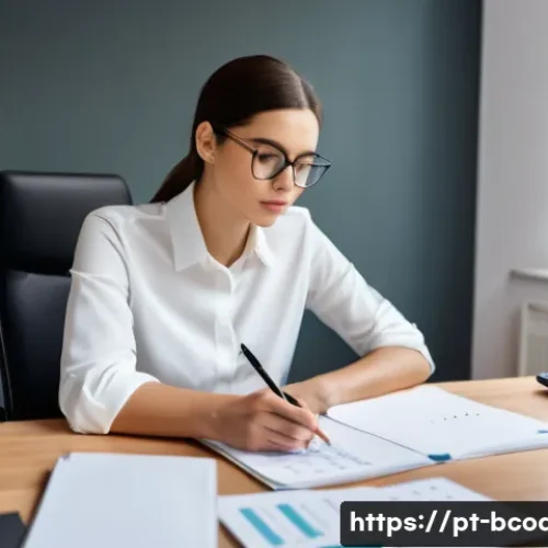 Home 24 비즈니스 코칭과 업무 효율성 - **Prompt:** A young, determined professional woman in her late 20s or early 30s, dressed in smart-ca...