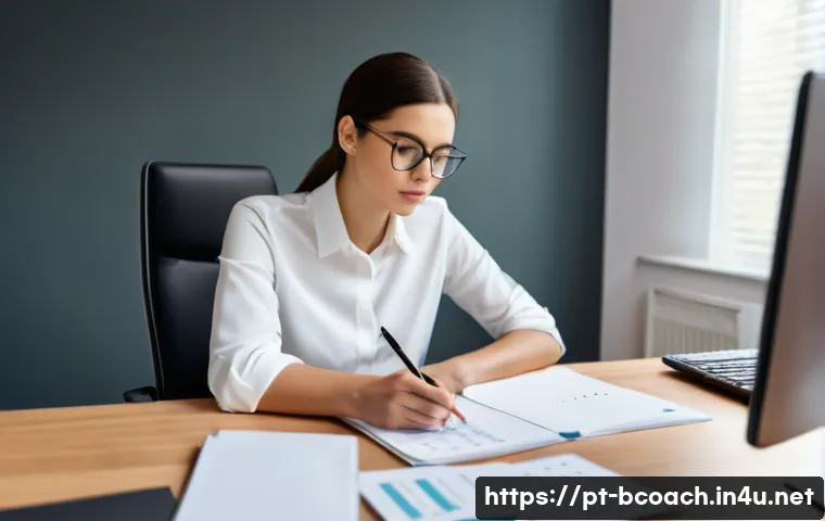 비즈니스 코칭과 업무 효율성 - **Prompt:** A young, determined professional woman in her late 20s or early 30s, dressed in smart-ca...